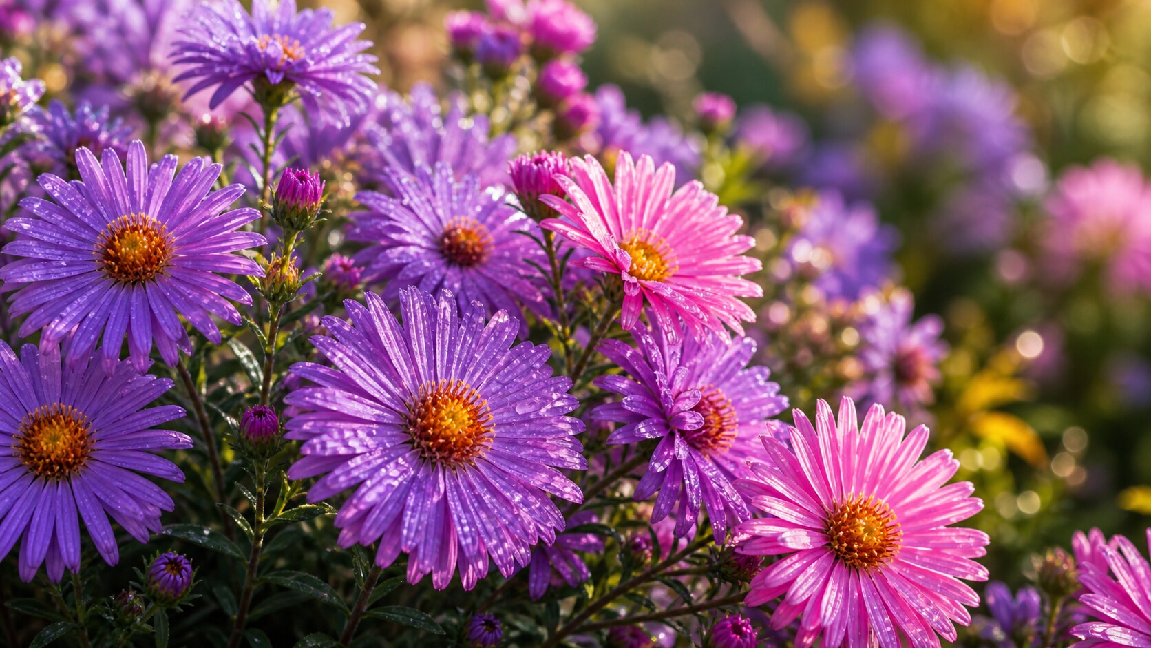 Aster purple bloom macro nested1