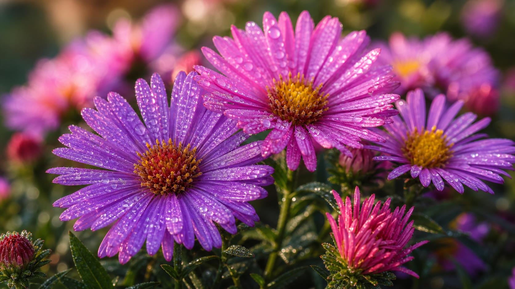 Aster purple bloom macro