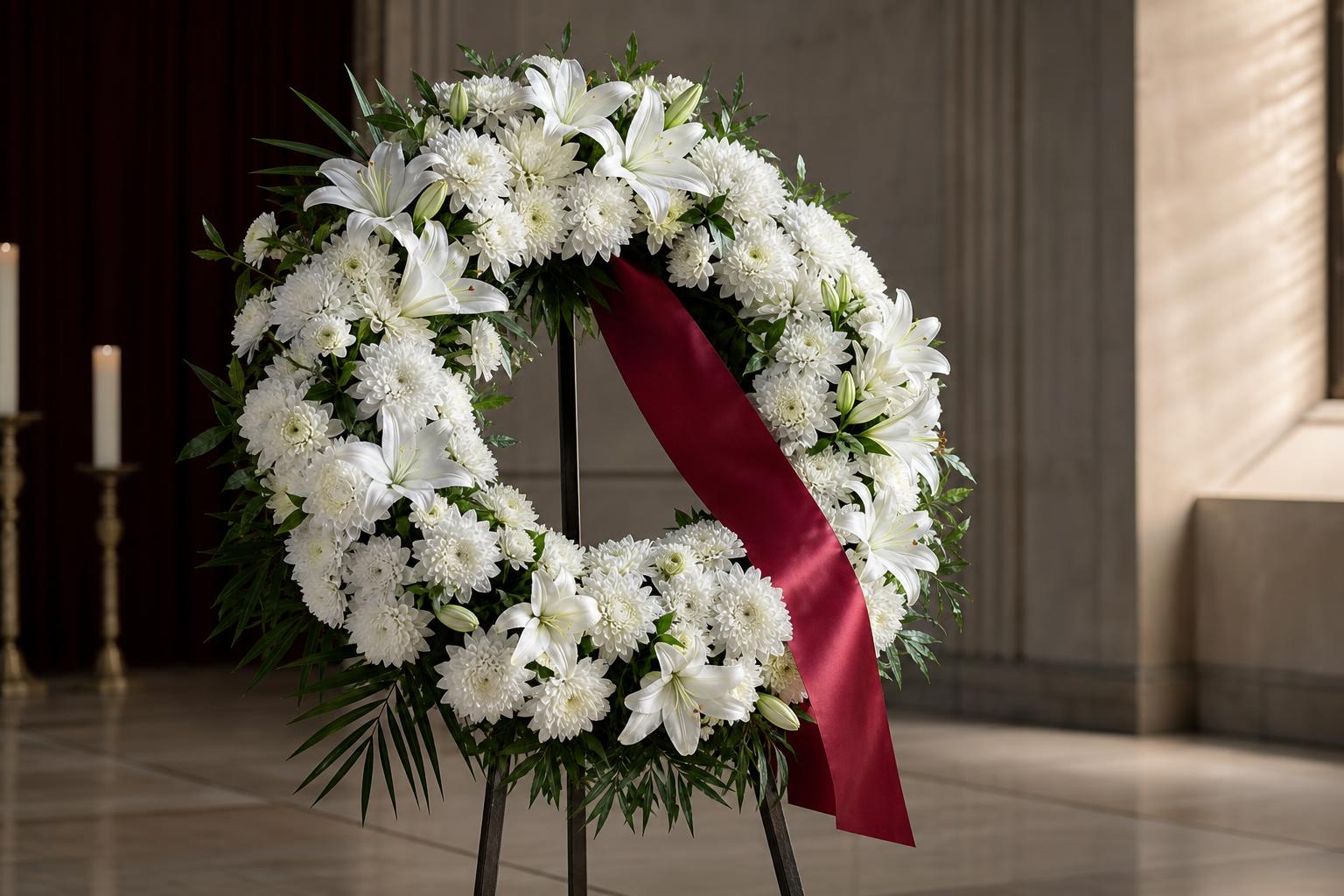 Funeral wreath white flowers