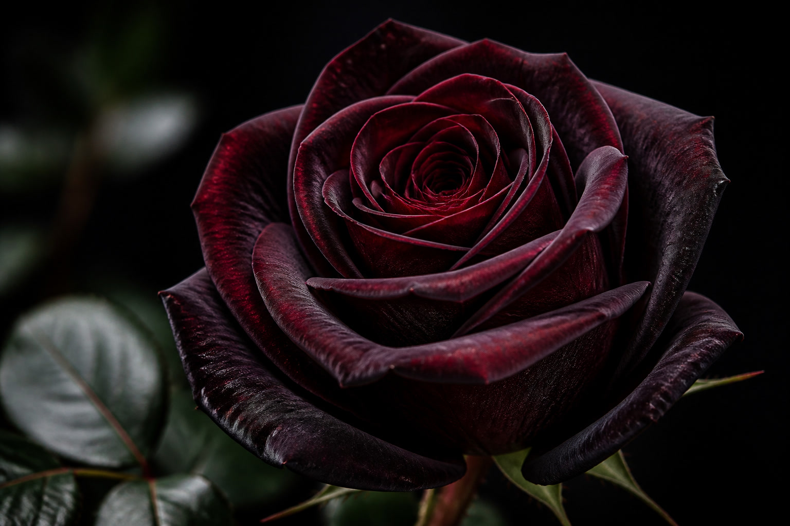 Roza black baccara chernaya krupnyy plan