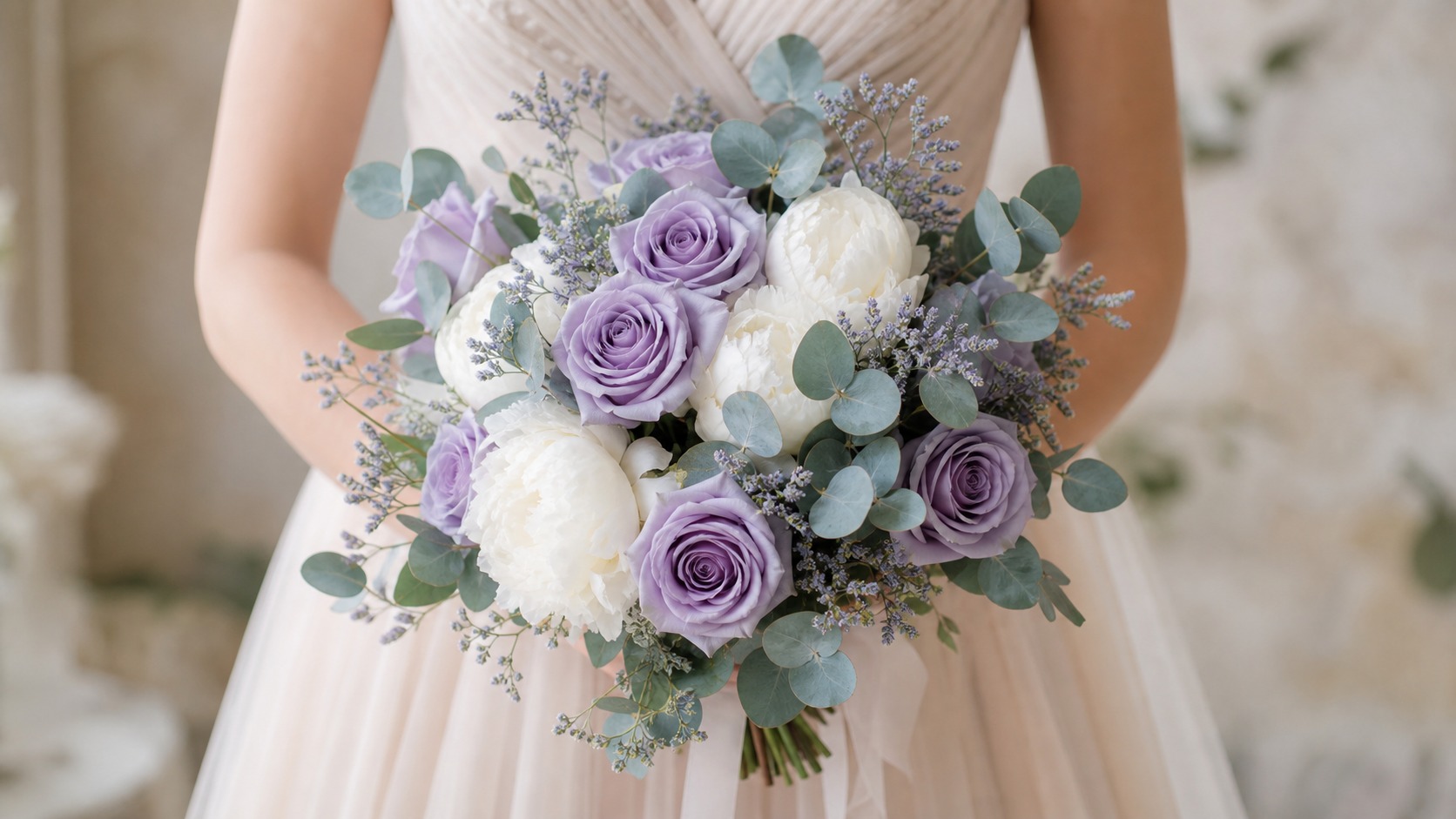 Svadebnyy buket dusty blue moody blue