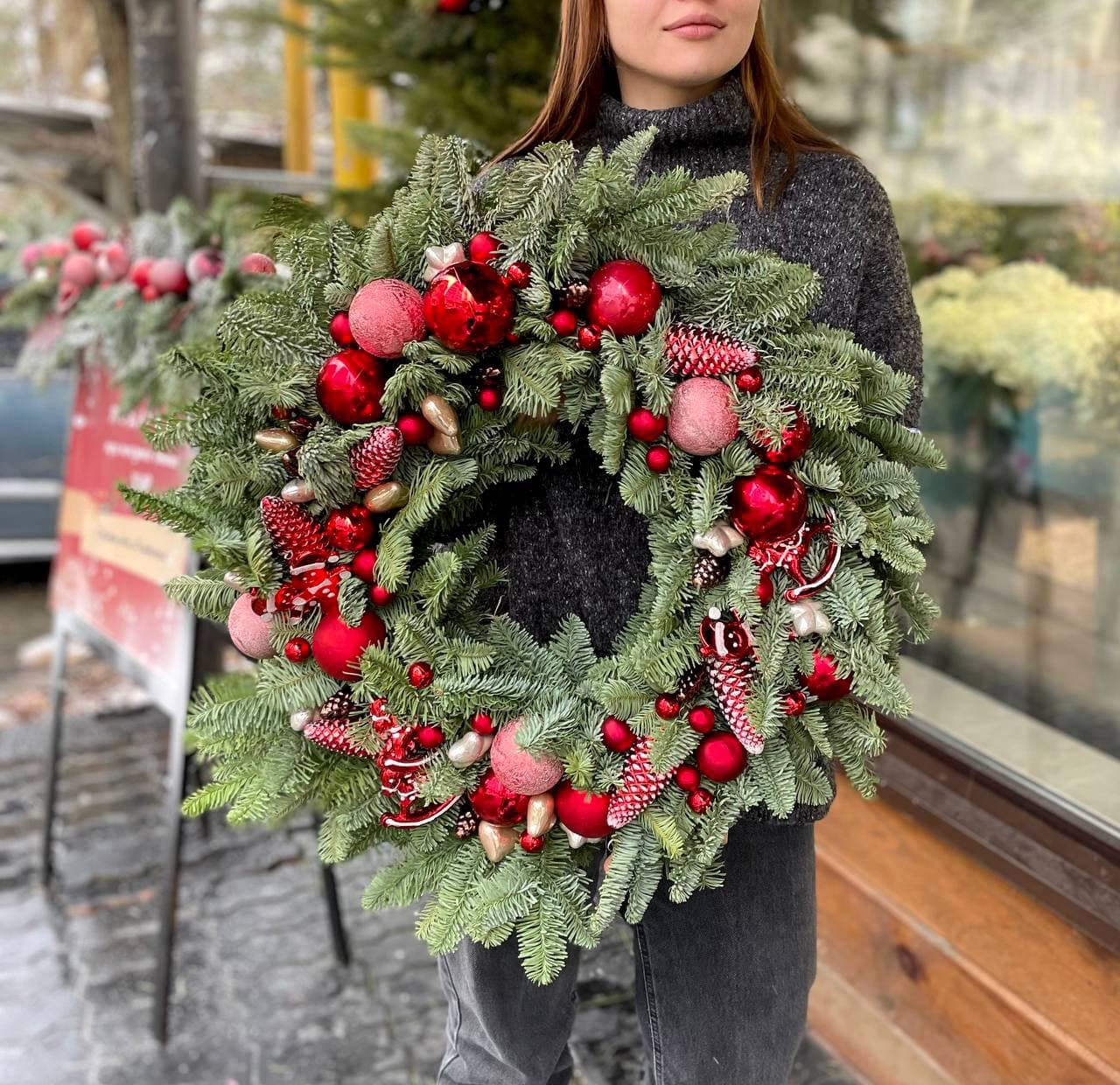 Рождественский венок XL "Happy Christmass" в Москве