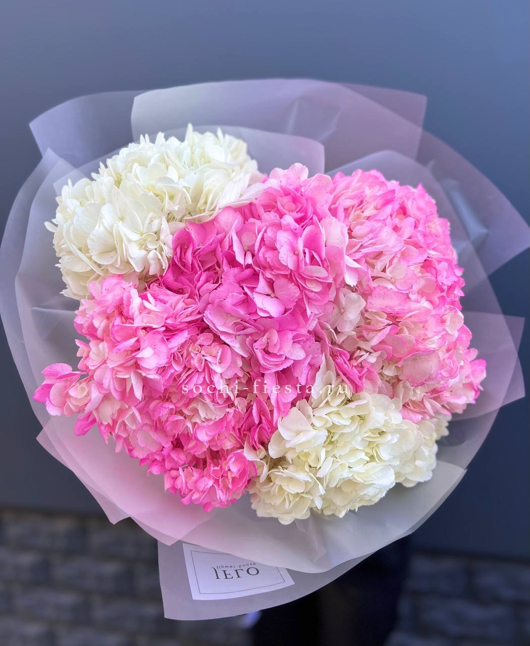 5 бело розовых гортензий в Москве