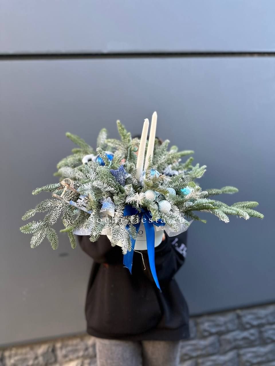 Новогодняя композиция в коробке "Blue" в Москве