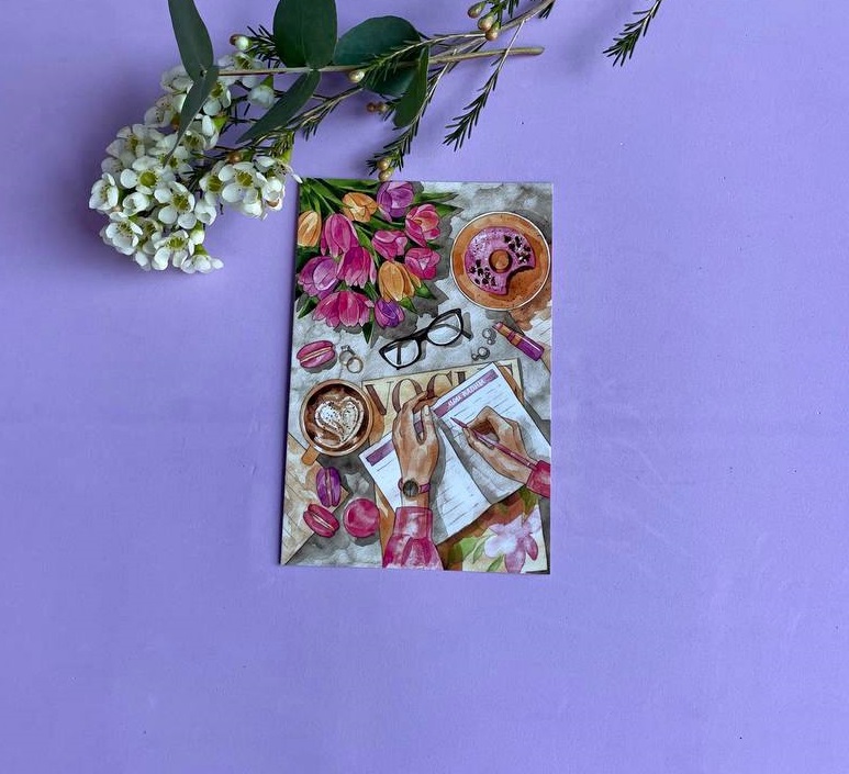 Открытка к букету "Lady at work" в Москве