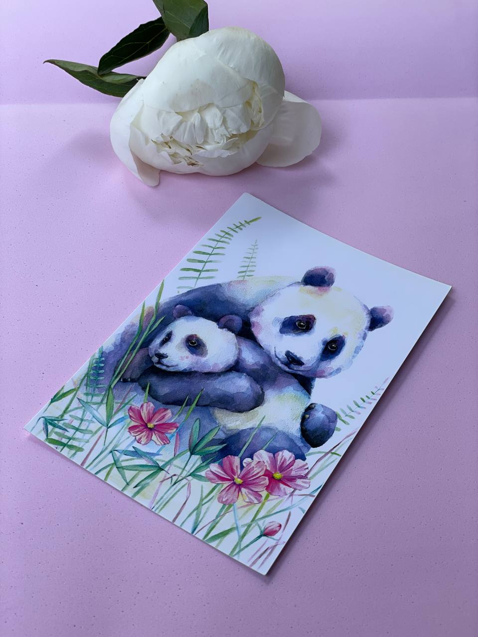 Открытка к букету "Объятие Панды" в Москве