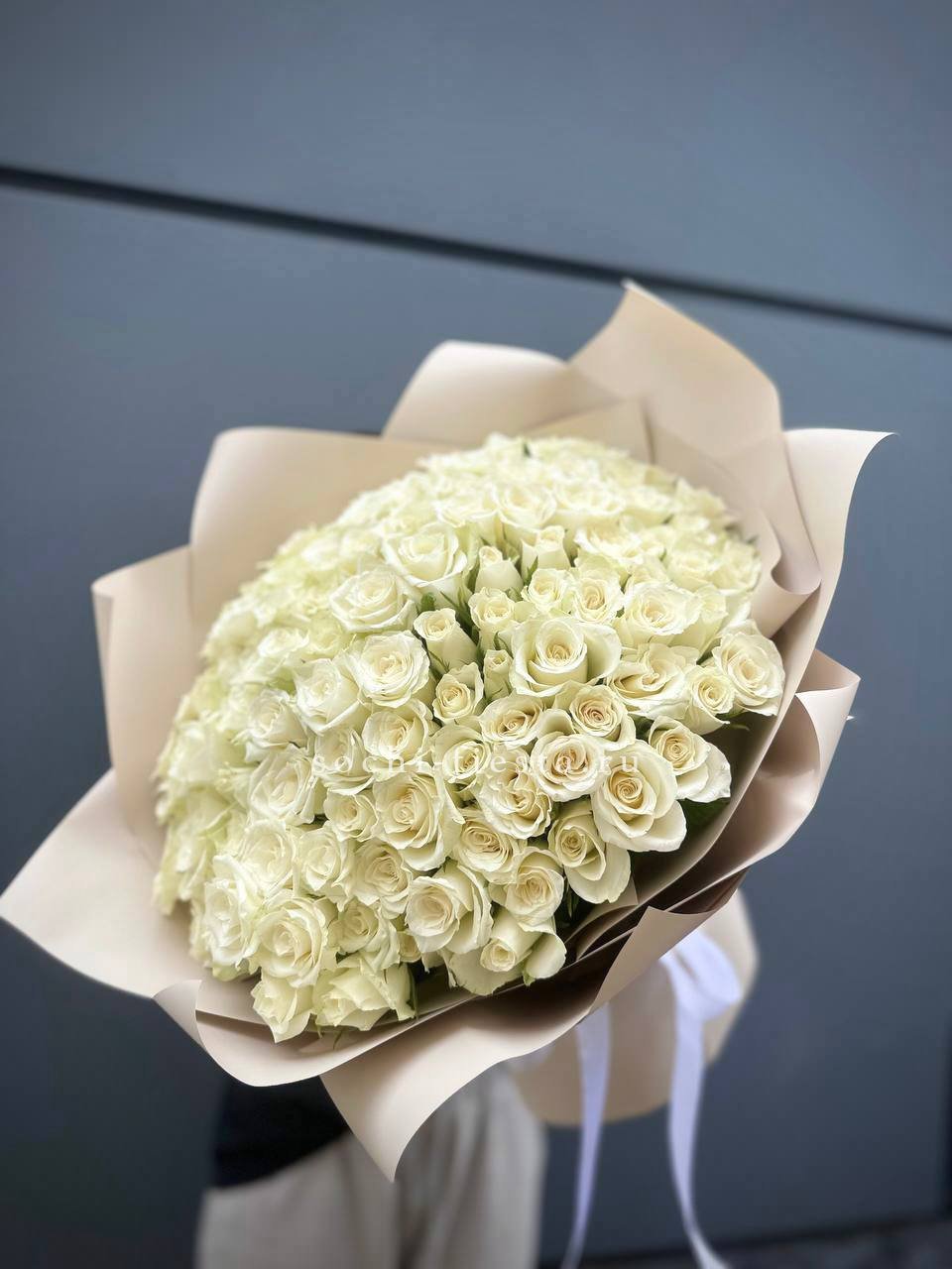 101 белая роза Athena в Москве