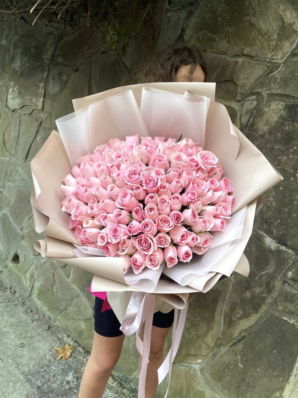 101 нежно-розовая роза Karolina  в Москве