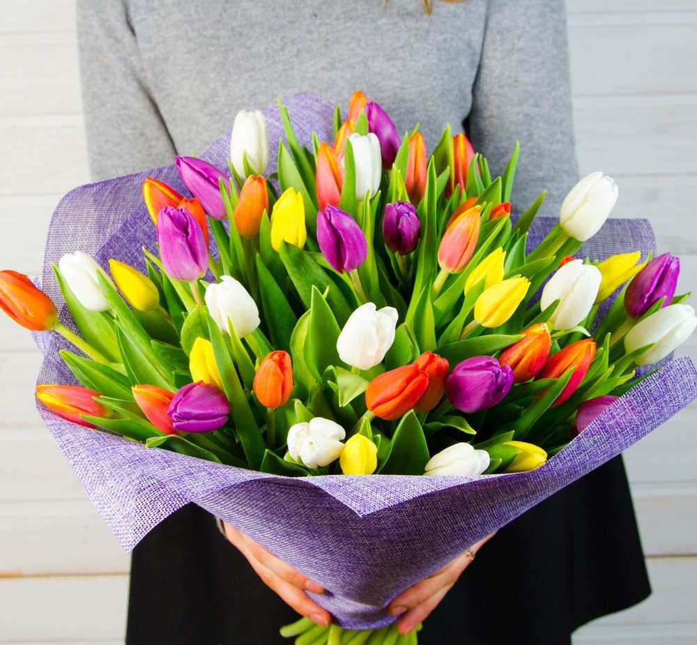 51 тюльпан Rainbow в Москве