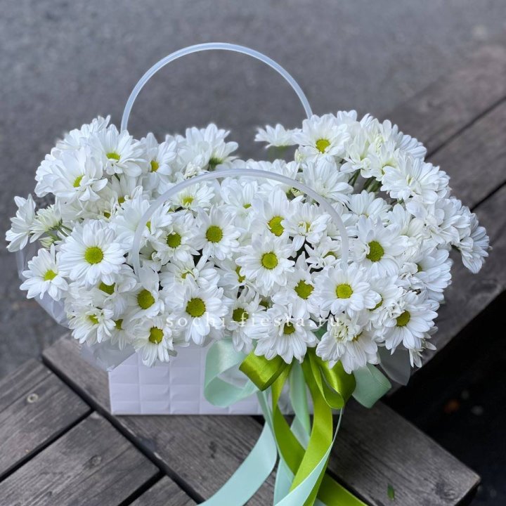 Сумка с хризантемами ромашками в Москве