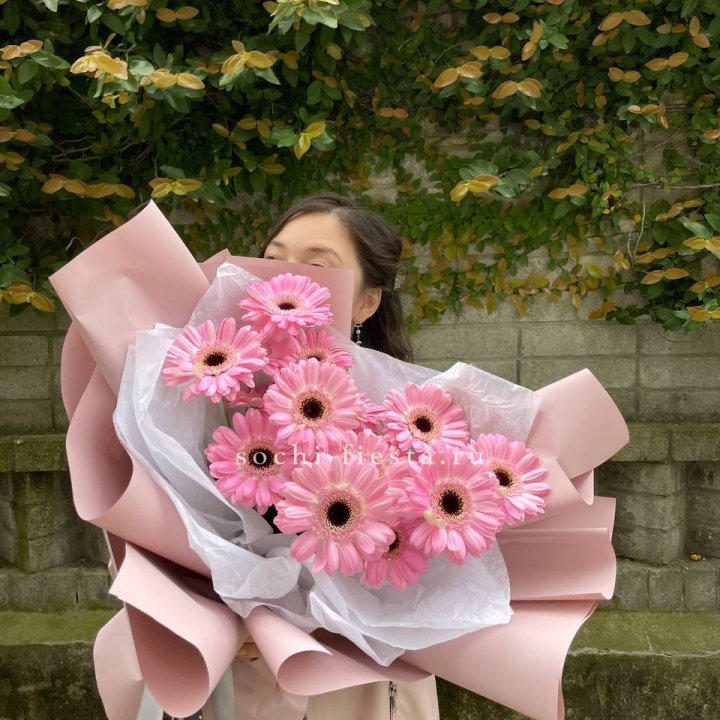 13 розовых гербер в Москве