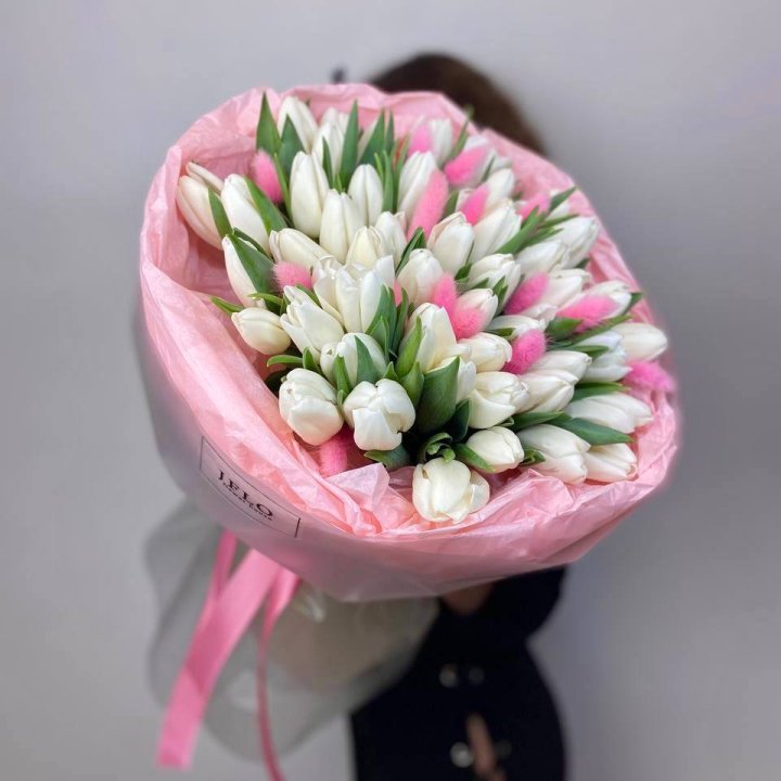 51 белый тюльпан "Рози" в Москве