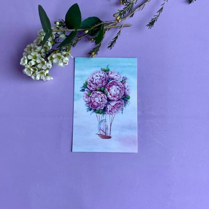 Открытка к букету "Пион" в Москве