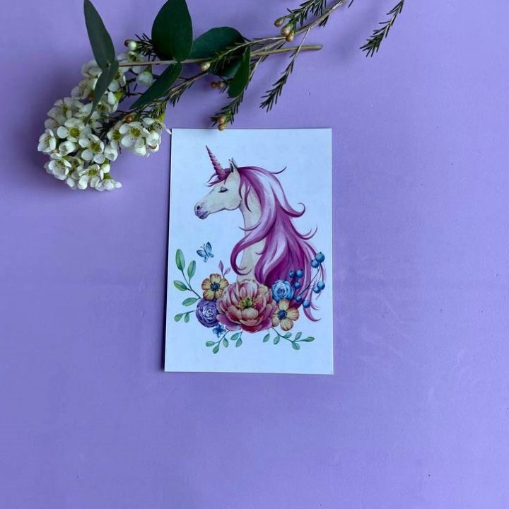 Открытка к букету "Единорог" в Москве