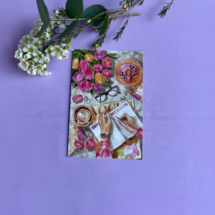 Открытка к букету "Леди на работе" в Москве