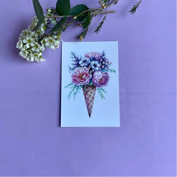 Открытка к букету "Цветочно-кремовый" в Москве