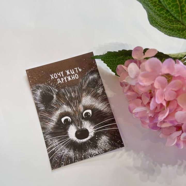 Открытка к букету "Енотик" в Москве