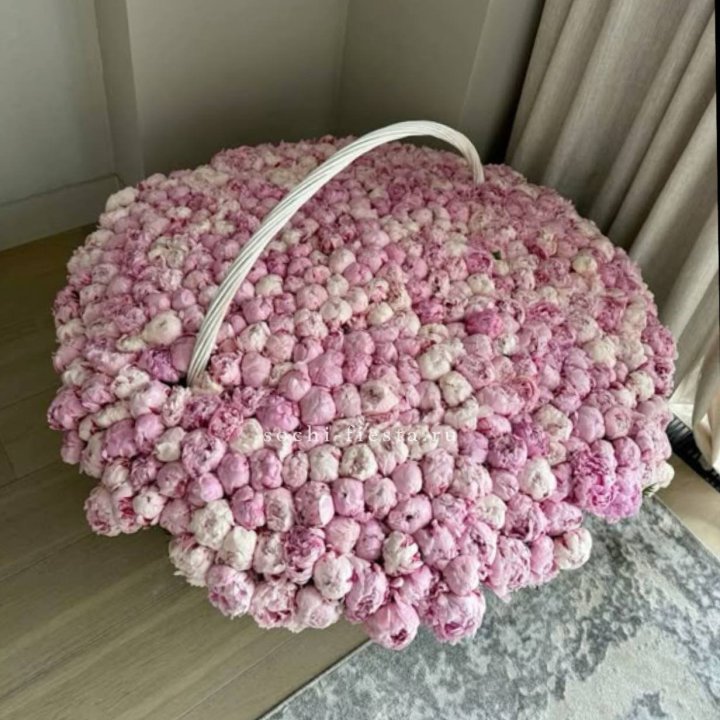 Корзина 555 пионов в Москве