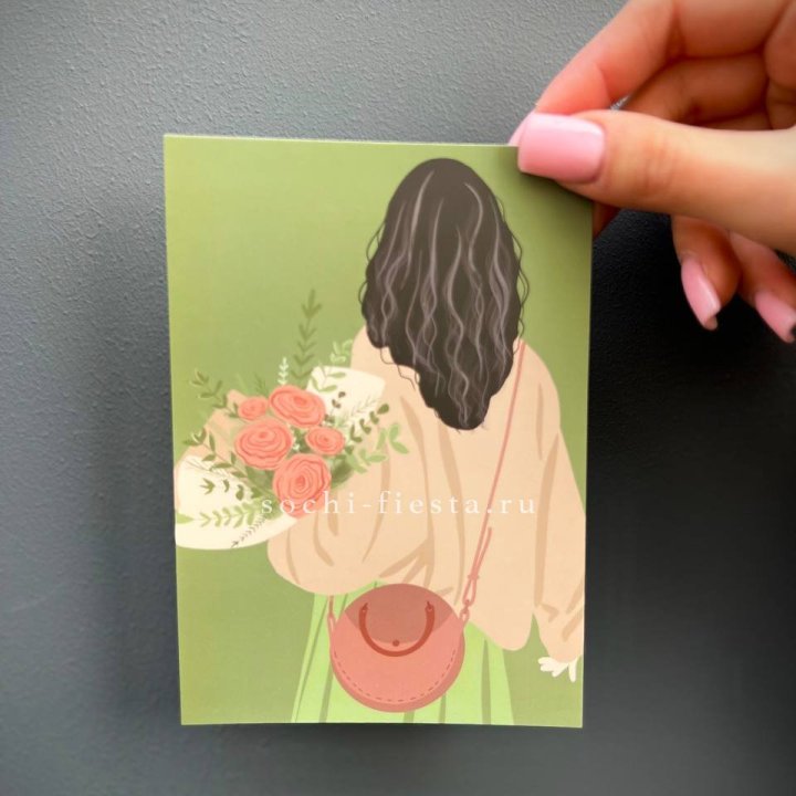 Открытка к букету "Потрясающая девушка" в Москве