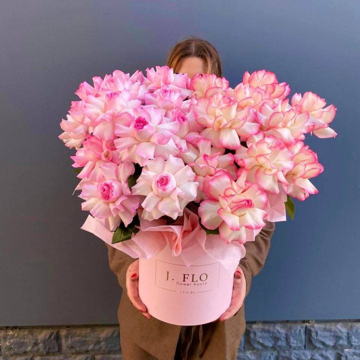 25 Французских роз микс в боксе в Москве