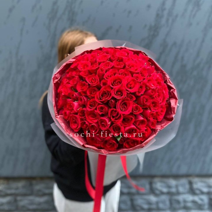101  красная кенийская роза  с доставкой в Москве
