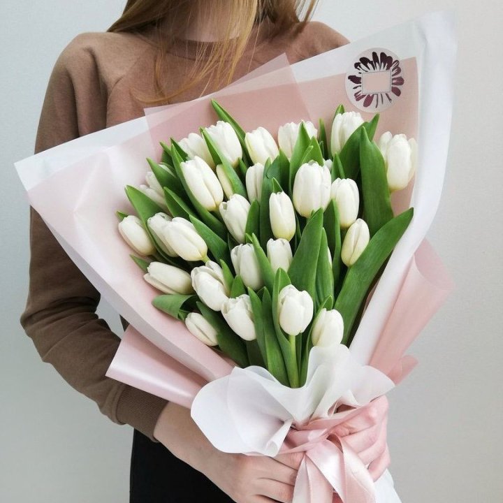 Букет белых тюльпанов "Моника" в Москве